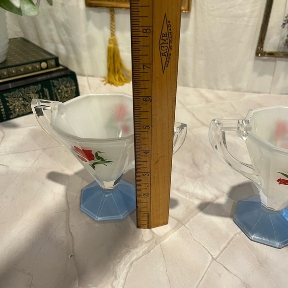 VINTAGE Indiana Glass Westmoreland Red Tulip Glass Sugar & Creamer - Picture 14 of 16